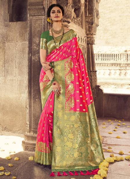 Coral Pink Colour Manjula Mithila Designer Festive Wear Banarasi Silk Fancy Saree Collcetion 3010-G